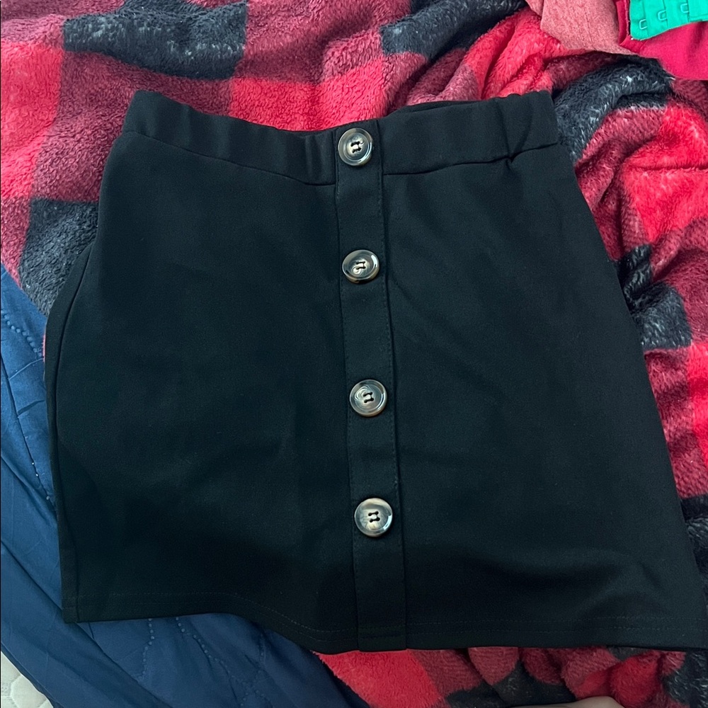SHEIN Black Button-Up Kids Skirt and shirt